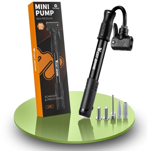 Bicycle Pump Mini Bike Pump - Aluminum Alloy Cycle Pump for Presta & Schrader Valve, Portable Lightweight Bike Tyre Pump Fast Tyre Inflation Mini Air Pump for Mountain Road Bike Ball Pump - color: Black-1, size: One Size