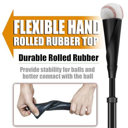 LOMGWAYS Baseball/Softball Batting Tee-Height Adjustable Premium Portable Baseball Tee with Removable Rubber Top and Heavy-Duty Base for All Ages - style: Black 25"-47"