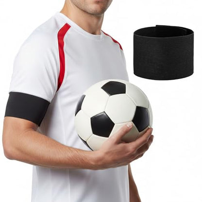 4 Pcs Black Arm Bands Elastic Arm Band Adjustable Leader Captain Bands Soccer Sport Armband for Volleyball Basketball Team