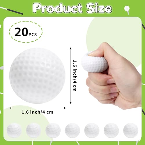 20 PCS Mini Golf Stress Balls, Foam Golf Sports Balls, Small Squeeze Stress Relief Balls for Gifts, Goodie Bags Stuffers, Sport, Birthday, Party Supplies (White-Golf)
