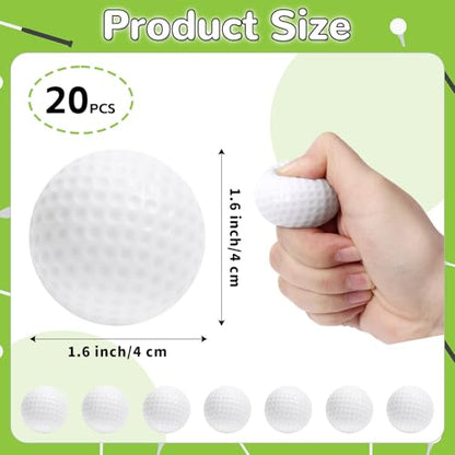 20 PCS Mini Golf Stress Balls, Foam Golf Sports Balls, Small Squeeze Stress Relief Balls for Gifts, Goodie Bags Stuffers, Sport, Birthday, Party Supplies (White-Golf)