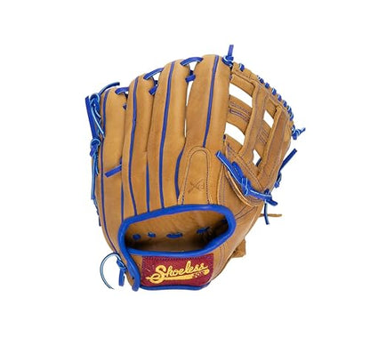 SHOELESS JOE 11 1/2" H-Web - Double Play Series Steer Hide Leather Baseball Glove for Infield Youth & Adult Ballplayers - Right/Left Hand Throw Options - color: Brown Glove w/Royal Blue Trim