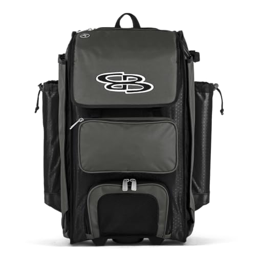 Boombah Catchers Superpack Hybrid Rolling Bat Bag - Multiple Colors - Wheeled & Backpack Version - color: Black/Charcoal_C23