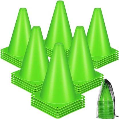 Syhood 30 Pack 7 Inch Plastic Traffic Cones Sports Training Agility Marker Mini Cones for Soccer, Skating, Football, Basketball, Indoor and Outdoor Games Sports Practice Equipment
