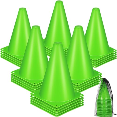 Syhood 30 Pack 7 Inch Plastic Traffic Cones Sports Training Agility Marker Mini Cones for Soccer, Skating, Football, Basketball, Indoor and Outdoor Games Sports Practice Equipment