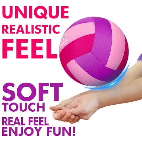 Soft Indoor Volleyballs for Practicing Inside House and Yard, Safe and Silent Volleyball for Girls Boys Kids Youth Beginners Training Birthday Christmas Easter Gifts - color: Pink
