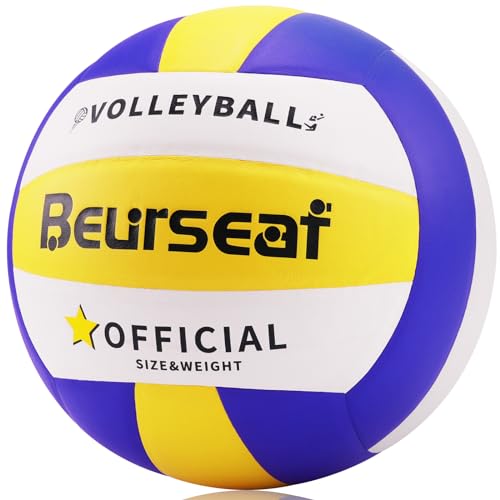 Volleyball, Soft Touch Beach Volleyball, Indoor Outdoor Volleyball for Beach Game Training, Official Size 5 - color: Blue/Yellow/White
