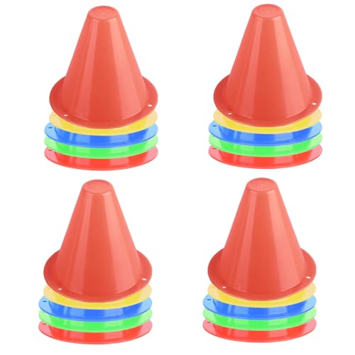 OUKENS Training Marker Cones, 10pcs 3 Inch Mini Sports Cones Football Training Sports Equipment Roller Skating Barriers Plastic Marker Holder Accessory for Fitness Practice - color: Colorful x 20
