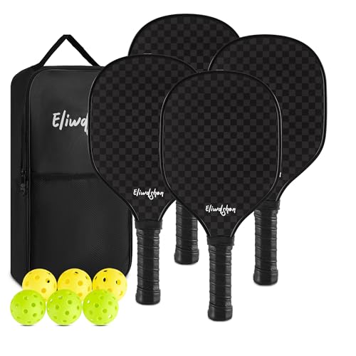 Pickleball Paddles Set of 2 or 4 with pickleballs and Bag |Rackets are Made to USAPA Standards |Carbon Fiber/3K Fibreglass/Wood| Pickleball Racket Set for Men, Women, Children.