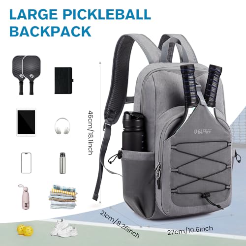 G4Free Pickleball Bag, Pickleball Backpack for Women and Men, Padel Bag Fits 2 to 4 Paddles, Gifts for Pickleball Lovers - color: Lightgrey