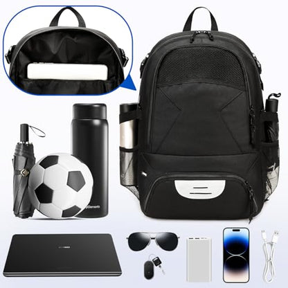 Basketball Bag Backpack, Large Capacity Sports Equipment Bags for Basketball, Soccer, and Volleyball. - color: black