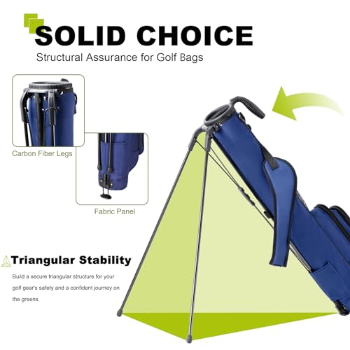 uniHimal Golf Lightweight Stand Carry Bag– Easy to Carry and Durable Pitch n Putt Golf Bag for The Driving Range, Par 3 and Executive Courses–31.5 inches Tall - color: Blue