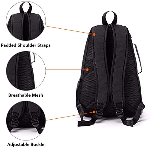QCWN 2 Raquet Tennis Bag,Tennis Bags For Men Women,Tennis Backpack,Durable Tennis Bookbag,Tennis Pickleball Bag,Tennis Bag Waterproof,Raquet Carrier for Balls, Pickleball Paddles, Badminton Rackets - color: Black