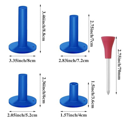 Skylety 18 Pieces Rubber Golf Tees for Mats Golf Rubber Tees for Practice Artificial Turf Mat 4 Mixed Size Tee Holder for Indoor and Outdoor Driving Range Simulator