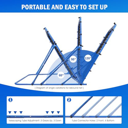 Soccer Baseball Rebounder Net, Soccer Goal Net, Volleyball Softball Rebound Pitchback Net Quick-Switch Angle Training for Control, Passing Practice, Bounce Back Rebounder Goals Gifts Trainer Equipment - size: 5FTx4FT