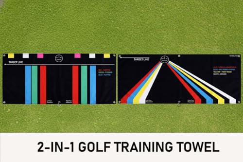 Golf Towel Training Aid for Beginner Golfers, Portable Golf Swing Plane Trainer Stance Alignment Towel for Ball Position, Putting, Chipping, Range Practice Build Consistency in Setup