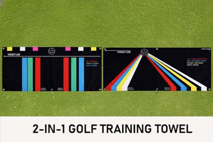 Golf Towel Training Aid for Beginner Golfers, Portable Golf Swing Plane Trainer Stance Alignment Towel for Ball Position, Putting, Chipping, Range Practice Build Consistency in Setup