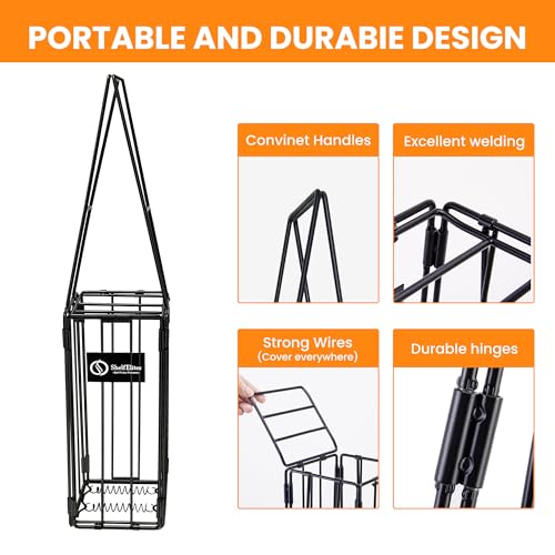 Foldable Tennis Ball Hopper - Collapsible Design Holds 25 Tennis or 16 Pickleballs, Dual Spring Pickup, No Assembly Portable Basket for Easy Storage & Court Practice