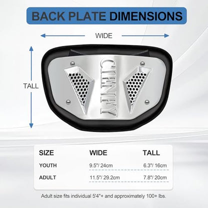 Football Back Plate, Lower Backplate with Hard Shell, High Impact Padding and Durable Adjustable Straps for Youth and Adults - color: Silver, size: Adult