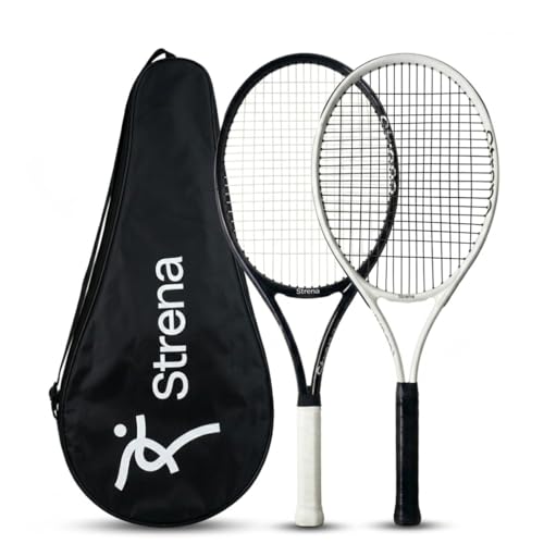 Strena Tennis Racket Set for Adults (2 Pack) – 27” Lightweight Recreational Racquets with Carry Bag – 4 1/4 Grip – Beginner & Casual Play