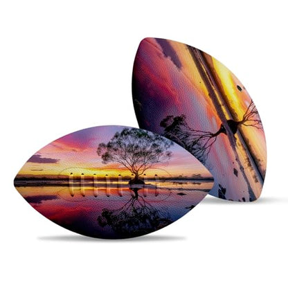 American Football, Official Size 11.9 x 7.3 Inch, Premium Composite Leather High-Grip Ball with Pro-Style Lacing, Unique Prints for Training, Games & Gifts - color: Sunset Clouds