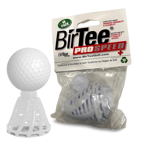 BirTee Golf Tees - PRO Speed Plus with Flexibility & Durability - 8 Pack. Indoor Golf Tees/Golf Simulator Tees/Winter Plastic Golf Tees - color: White