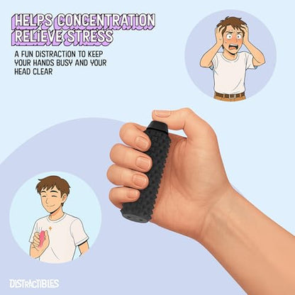 Distractibles Spike Roller Clicker, Tactile Pain Stim Fidget with Clicker Switch, Pain Stimulation Roller with Lanyard (Black) - color: Black