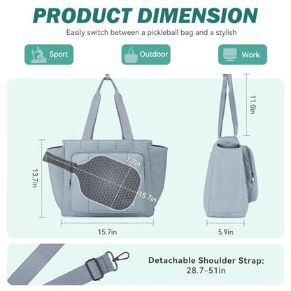 Chase Chic Pickleball Tote Bag for Women,Lightweight Puffer Quilted Pickle Ball Paddle Holder for Gym Sports - color: Light Blue