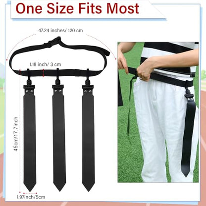 Hungdao 10/12 Players Flag Football Belts and Flags Adjustable Football Belts for Kids Teens Adults Team Training Sport Event - color: Black