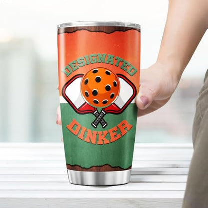 Designated Dinker Pickleball Gift 20oz Tumbler, Funny Stainless Steel Insulated Travel Cup for Men and Women, Unique Pickleball Player Mug for Birthday, Christmas, Retirement - color: Pickleball Lover