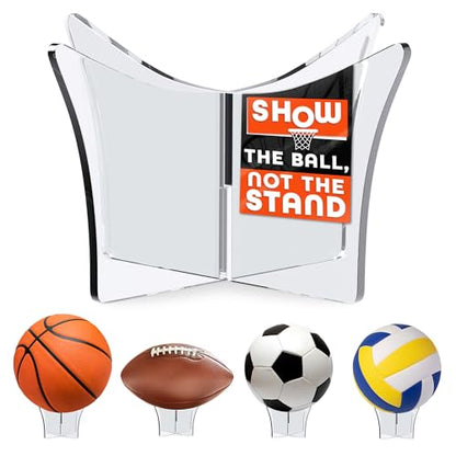 Basketball Stand Display – Showcase Balls in a Clean, Premium Look with Clear Acrylic Holder, Smooth Edges, Quick Snap Assembly & Stable Support – Football Stand Display for Soccer, Volleyball, Rugby