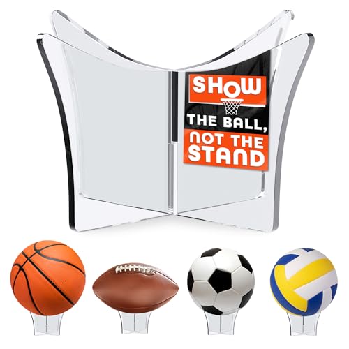 Basketball Stand Display – Showcase Balls in a Clean, Premium Look with Clear Acrylic Holder, Smooth Edges, Quick Snap Assembly & Stable Support – Football Stand Display for Soccer, Volleyball, Rugby