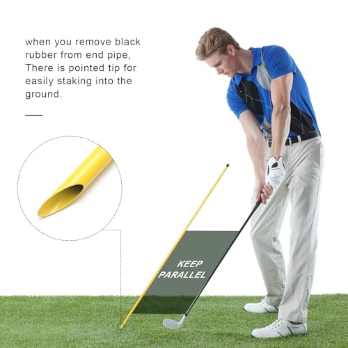 Golf Alignment Sticks 3 Pack, 58 inch Golf Swing Practice Stick, Adjustable Length Golf Practice Rods Alignment Training Sticks for Aiming, Putting, Full Swing Trainer, Yellow