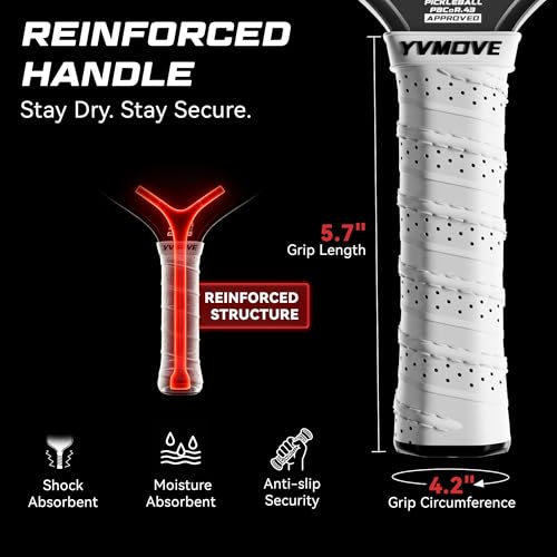 Pickleball Paddles | Raw Carbon Fiber | Effortless Power & Anti-Break Handle | Anti-Shock Core 16mm | for Beginners & Intermediates & Family Games | USAPA Approved