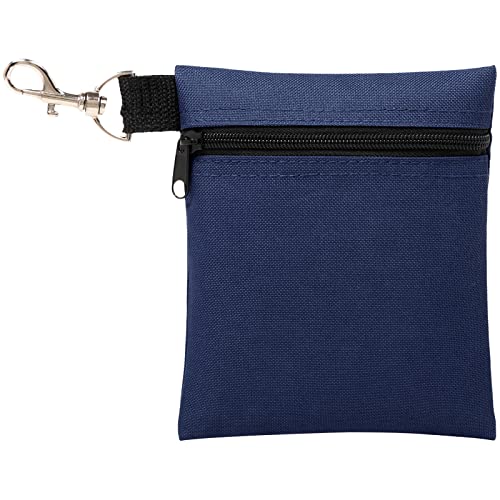 Golf Tee Pouch, 5.62 X 6.87 Inch Professional Zipper Golf Tee/Ball Pouch Bag with Metal Lobster Claw Clip - color: Navy Blue