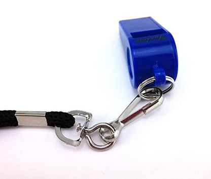yueton Plastic Coach Whistles with Lanyard, Pack of 6 - color: Blue