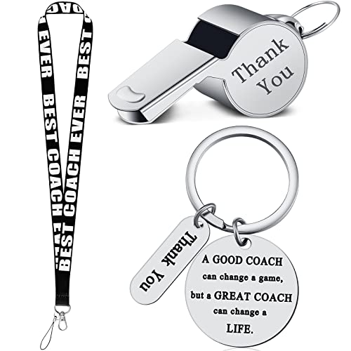 Coach Whistle with Lanyard - Stainless Steel Whistle & Keychain Christmas Gift for Soccer, Football, Basketball, Volleyball, Hockey Coach & Gym Teachers - Men Women Officials