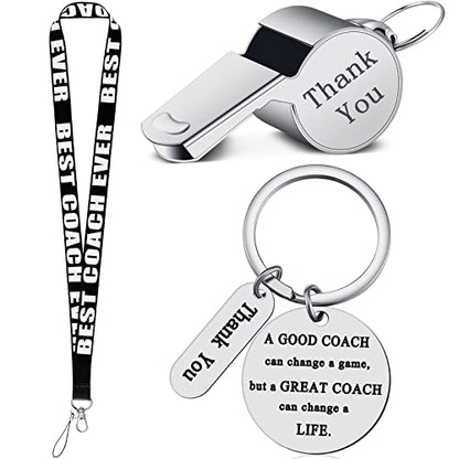 Coach Whistle with Lanyard - Stainless Steel Whistle & Keychain Christmas Gift for Soccer, Football, Basketball, Volleyball, Hockey Coach & Gym Teachers - Men Women Officials