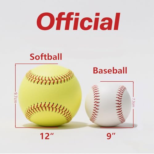 Official Size 12" Softballs - Fastpitch Practice & Training Balls, Leather Covered - color: 1 Softball