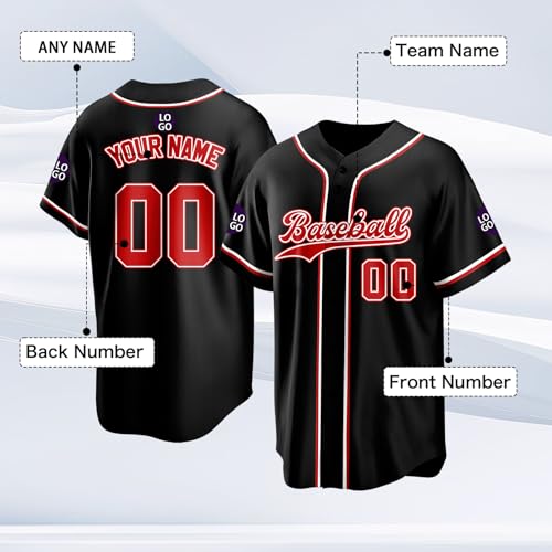 Custom Baseball Jersey Personalized Stitched Family Team Name Number Shirts Uniforms for Women Men Youth Kids - color: Black-14