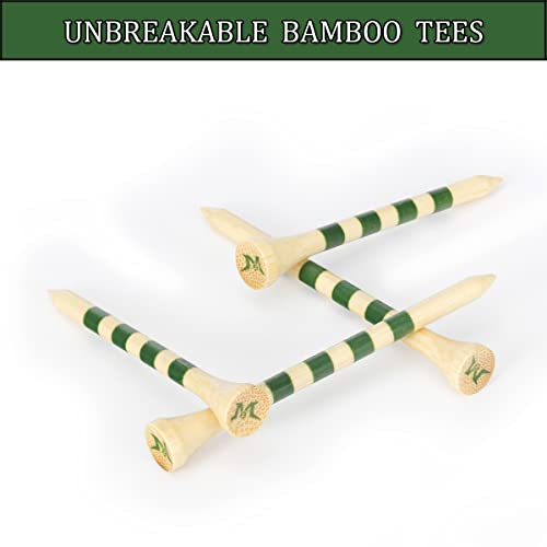 MAZEL Natural Wood/Bamboo Golf Tees 2 3/4 Inch & 3 1/4 Inch,Pack 50 or 120,Reduce Friction & Side Spin,More Stable Golf Tees