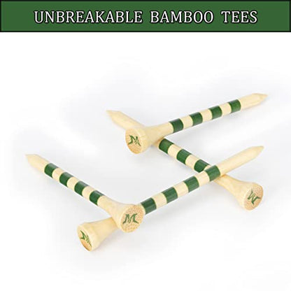 MAZEL Natural Wood/Bamboo Golf Tees 2 3/4 Inch & 3 1/4 Inch,Pack 50 or 120,Reduce Friction & Side Spin,More Stable Golf Tees