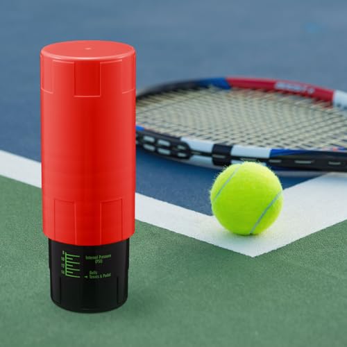 Soulchen Tennis Ball Pressurizer - Tennis Ball Storage Canister Holds 3 Balls Under 14 Psi Pressure, Reusable Stuff for Bounce Retention, Lightweight & Durable - color: Red