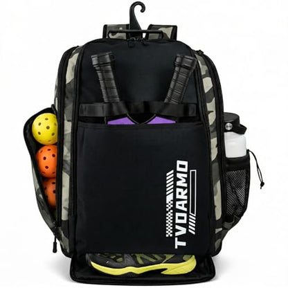 Pickleball Backpack, Large Sports Bag with Shoe Compartment, for Men and Women - color: Camouflage