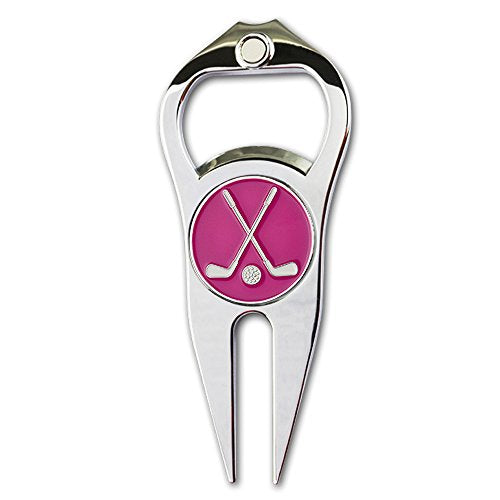 Golf Divot Repair Tool with Ball Marker, A Unique and Multi-Functional Golf Accessory, Nickel - color: Pink