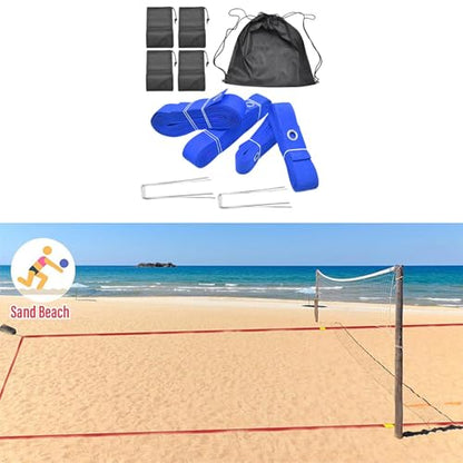 Boundary Lines Kit for Beach Volleyball 52.5 Ft and 26.2 Ft with Sand Bags - color: Blue
