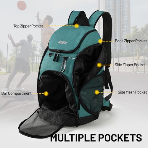 MIER Gym Backpack 40L Basketball Backpack with Ball Compartment & Shoes Storage Multi-Functional Sports Soccer Bag Large Equipment Back Pack Volleyball Backpacks for Men Women