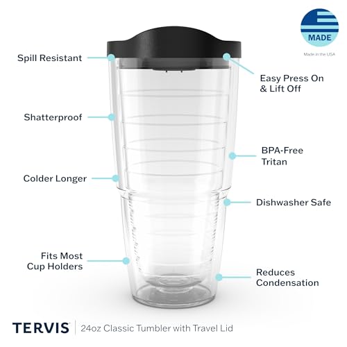 Tervis Pickleball Made in USA Double Walled Insulated Tumbler Travel Cup Keeps Drinks Cold & Hot, 24oz, Classic - style: 24oz