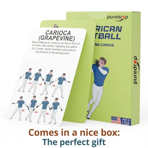 Puredrop American Football Training Equipment Aid Coach Cards Great Training Drills for Practice Exercises and Workouts at Home Activity Toys for Beginners Kids Adults and Youth Players Toss Throwing