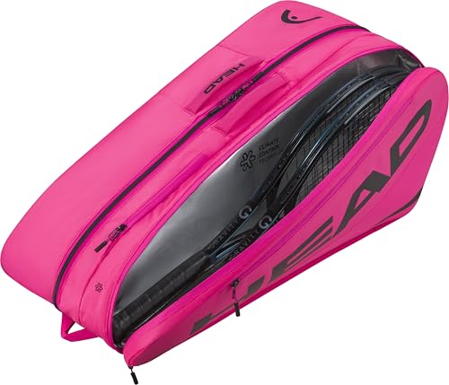 HEAD Tour Racquet Bag L (9R) Tennis Bag - Holds Up to 9 Racquets, CCT+ Climate Control Technology, 2 Main Compartments, Shoe Pocket & Backpack Carry System - color: Pink
